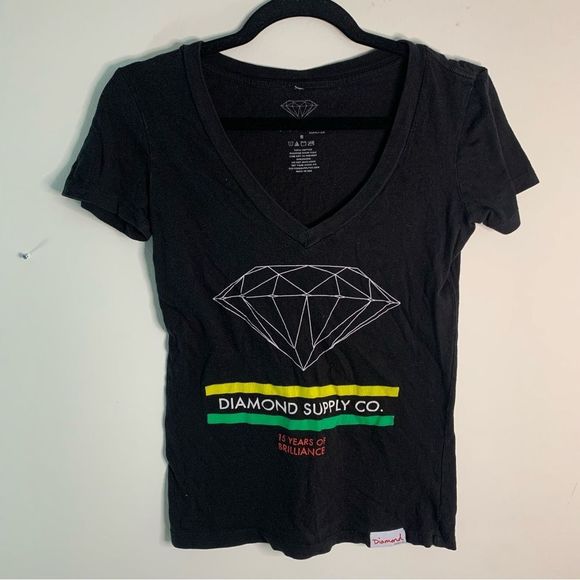 4 for 25$ Diamond Supply Co. Graphic V-Neck Tee Black Size Small. - Picture 1 of 8